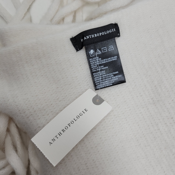 Anthropologie | Mimi Fringed Wrap Scarf Ivory White NWT - Picture 6 of 8